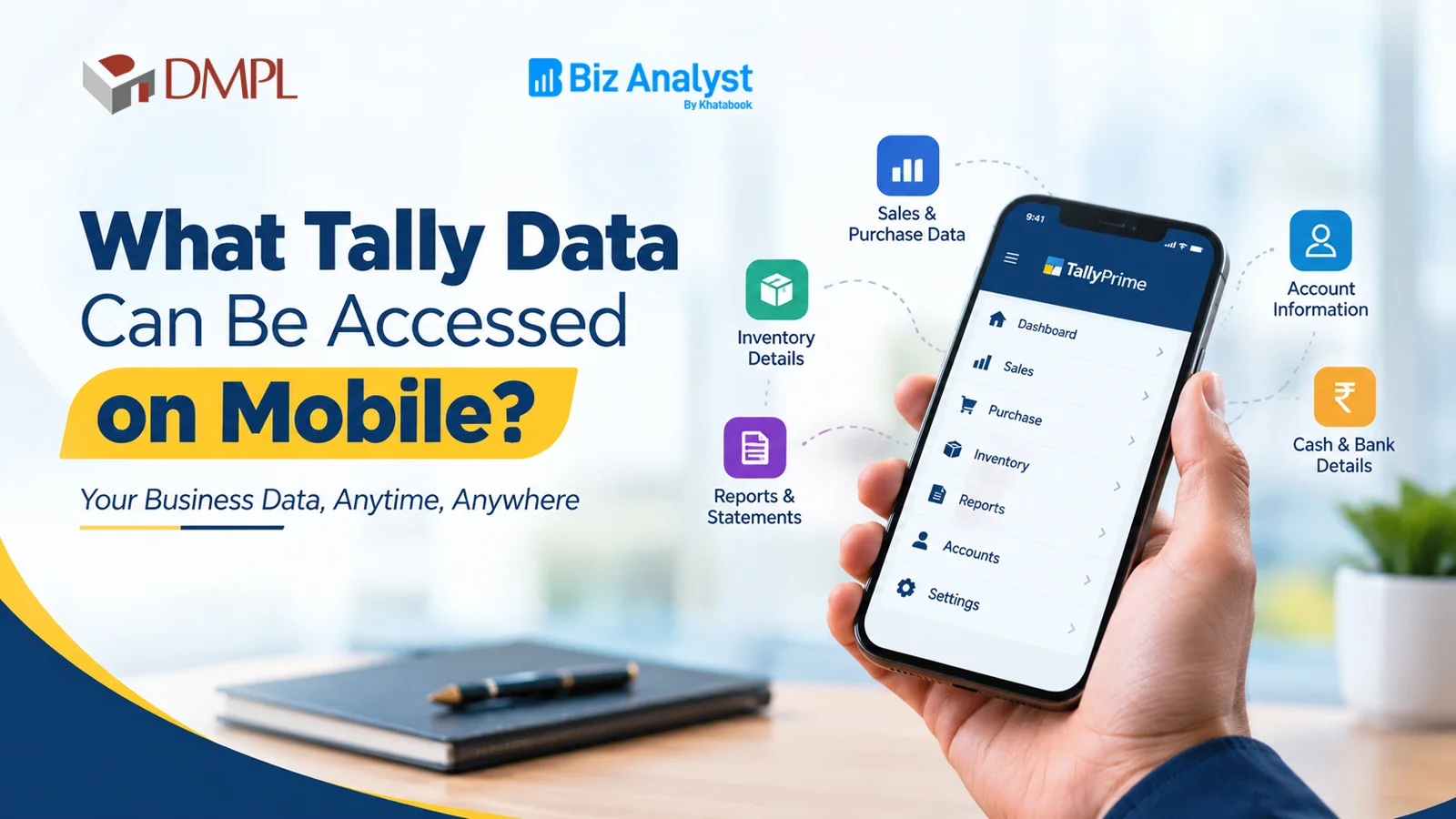 What Tally data can be accessed on mobile through the Tally mobile app